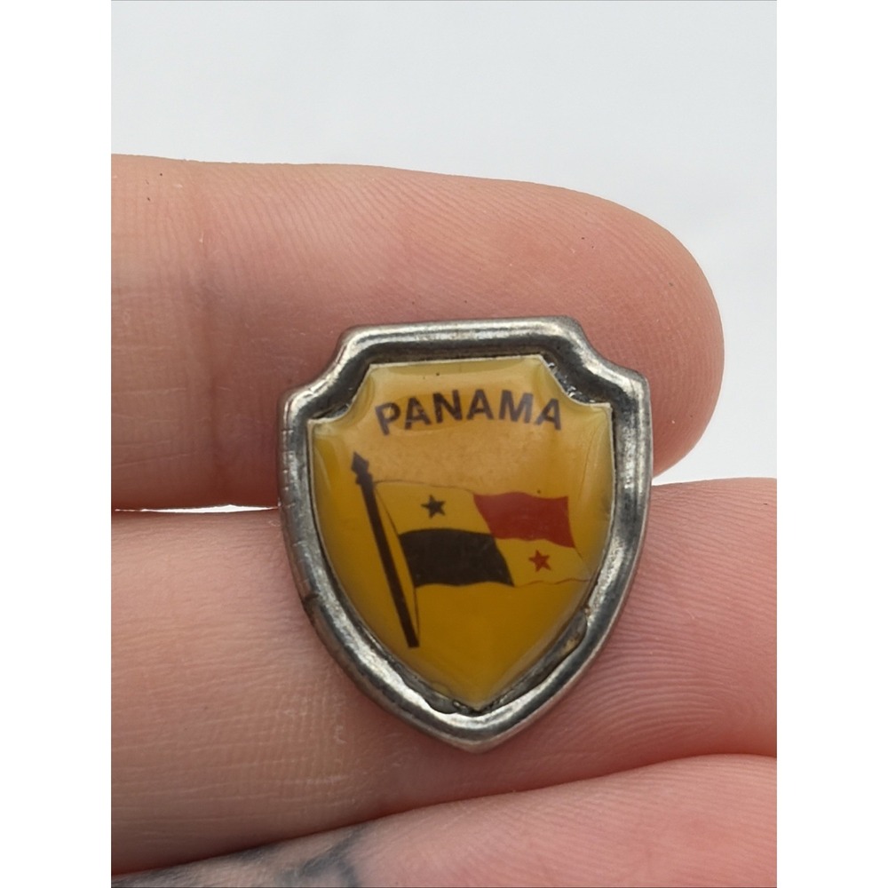 Vintage Panama Central America Shield Crest Lapel Hat Pin